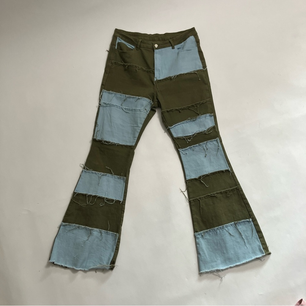 JEANS brand patchwork flare jeans